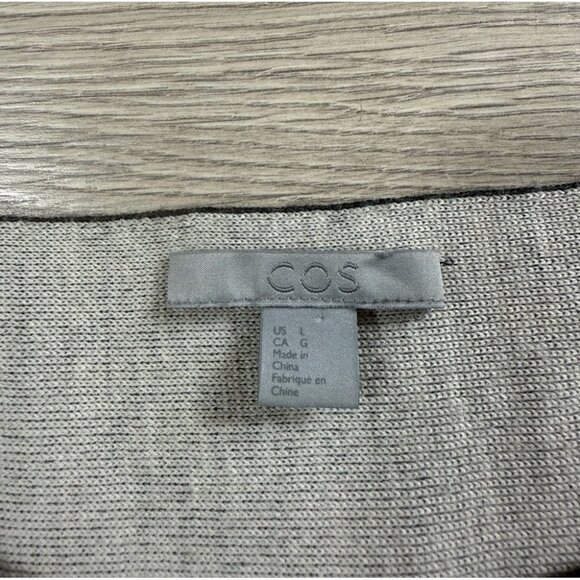 COS Wool Fit & Flare Gray Tunic 3/4 Sleeve Sweater - Picture 3 of 7